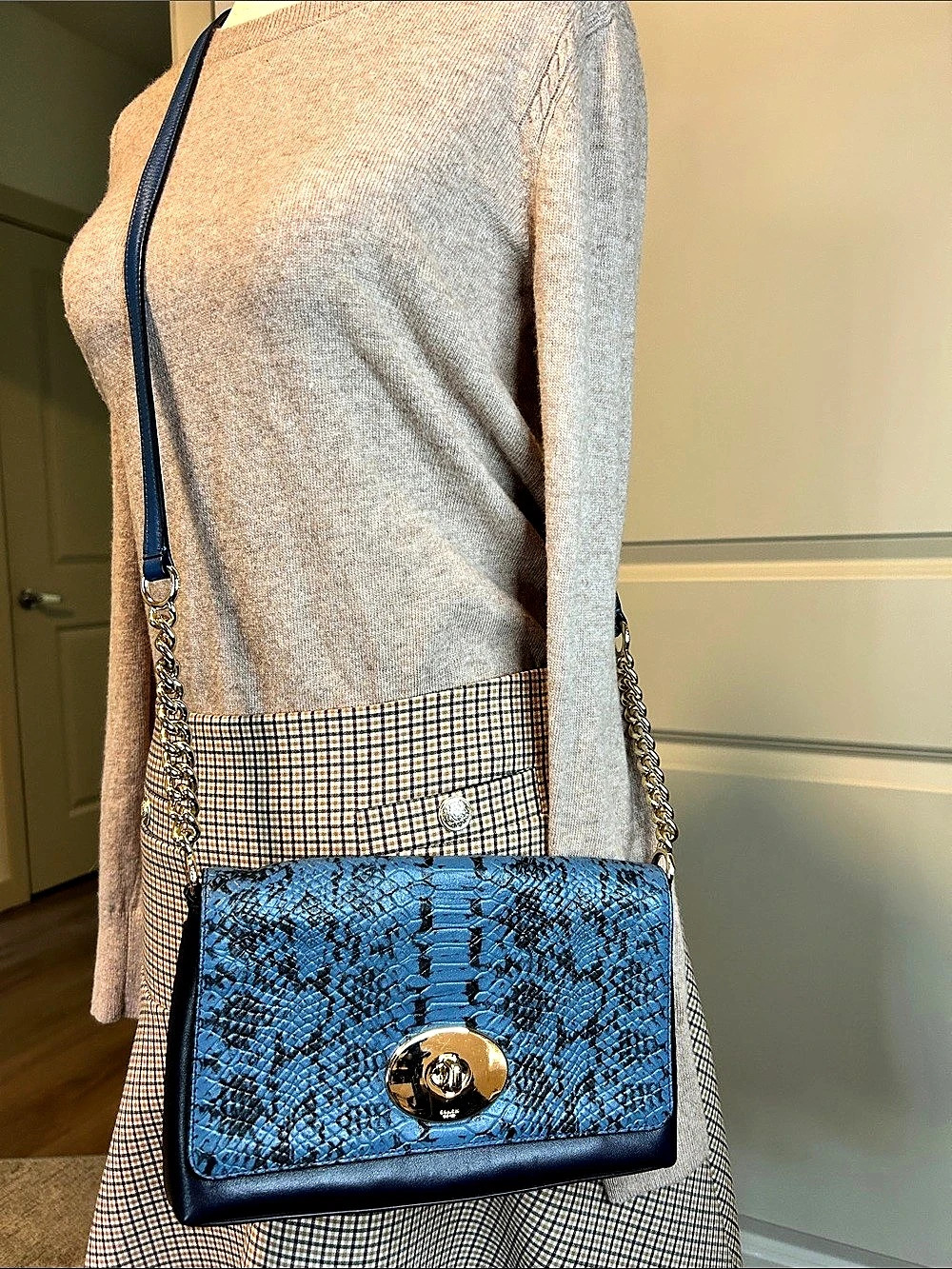 Coach Crosstown Crossbody Colorblock Exotic Leather - Blue Navy